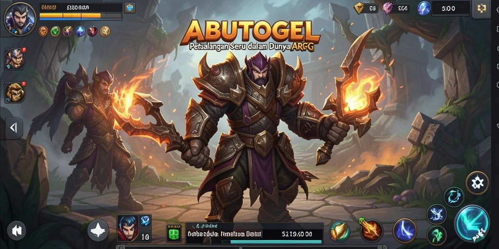 Tampilan gameplay seru dalam ABUTOGEL yang menampilkan pertempuran epik.