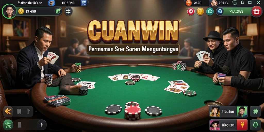Screenshot utama CUANWIN menunjukkan momen seru pertempuran poker.