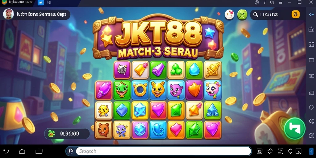 Screenshot JKT88 menampilkan gameplay seru dan penuh warna dari permainan Match-3.