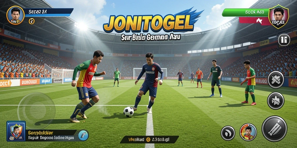 Tampilan gameplay menarik dari JONITOGEL dengan suasana pertandingan sepak bola.