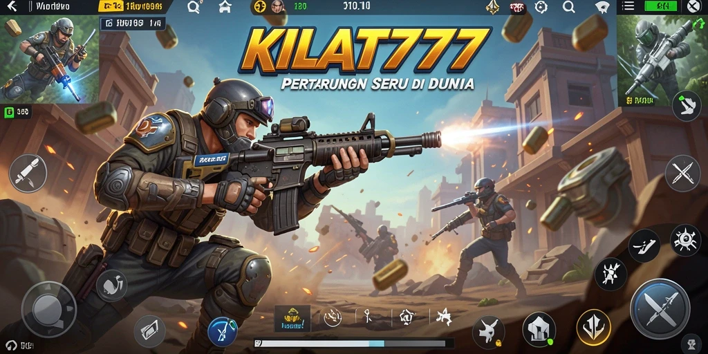 Tampilan aksi seru dalam KILAT777 saat pertempuran Battle Royale.