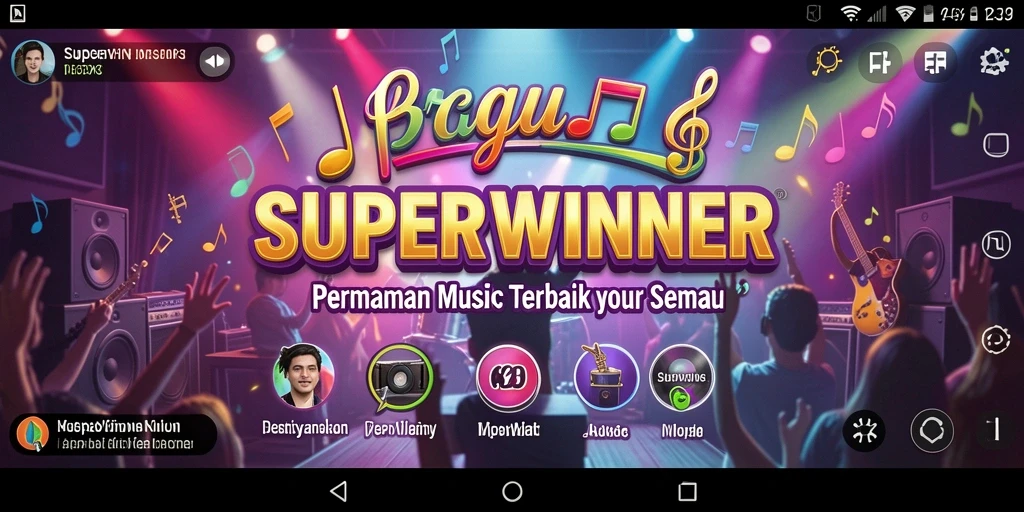 Tampilan gameplay <strong>SUPERWINNER</strong> yang menarik dengan berbagai alat musik.