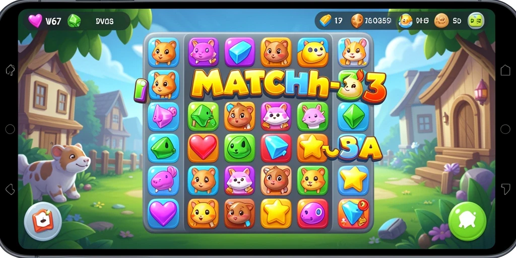 Gameplay W67 yang seru dengan tantangan Match-3 yang adiktif.